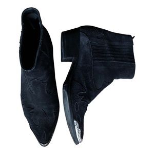 Saint Laurent black suede western ankle boots